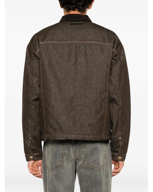 7 For All Mankind Brown Corduroy-Collar Denim Jacket for men