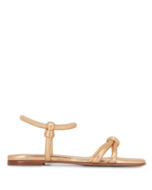 Gianvito Rossi Natural Knot-detail Flat Leather Sandals