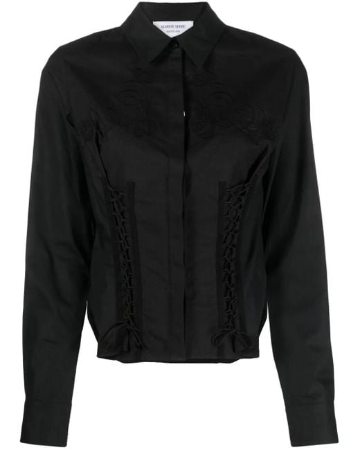 MARINE SERRE Black Regenerated Household Corset Shirt