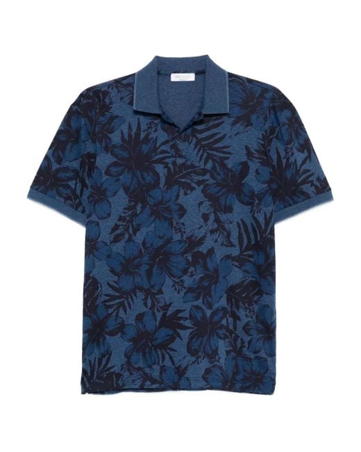 Gran Sasso Poloshirt Mit Blumen-Print in Blue für Herren