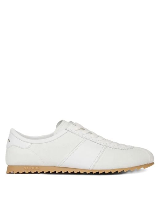 Sandro White Leather And Suede Low-Top Sneakers for men