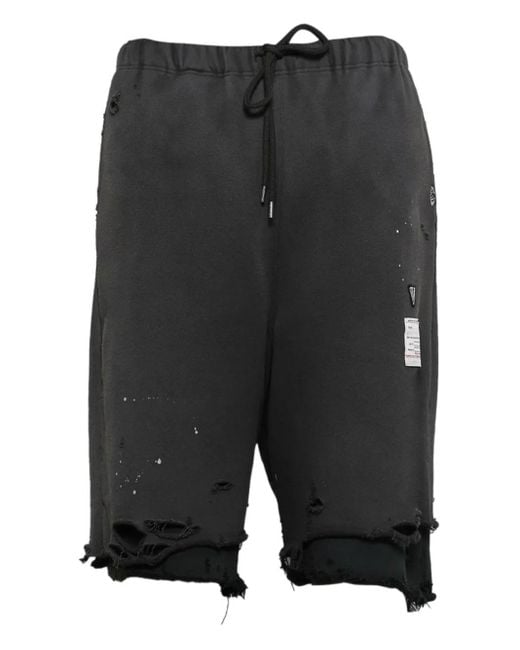 Maison Mihara Yasuhiro Black Layered Distressed Shorts for men