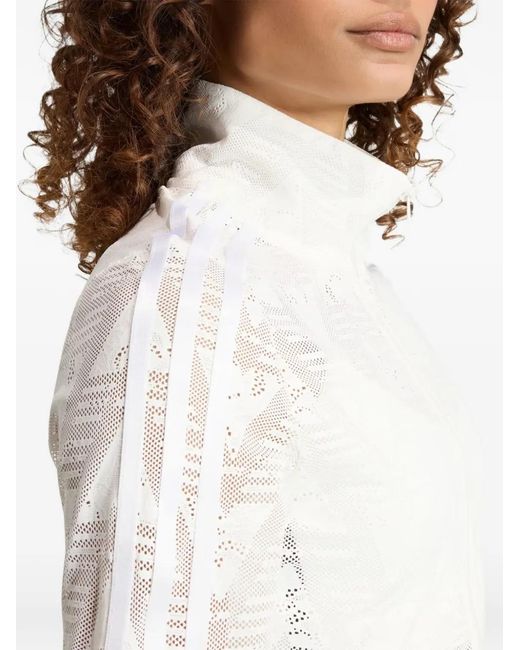 Adidas White Zip Striped Sweatshirt