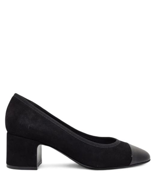 Prada Dusty Rose Suede Metal Cap Toe Block Heel Pumps
