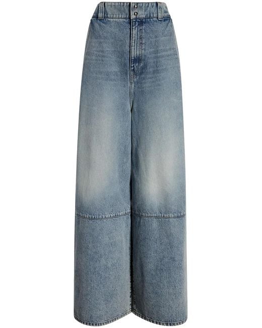 Khaite Blue High-Rise Wide-Leg Cotton Jeans