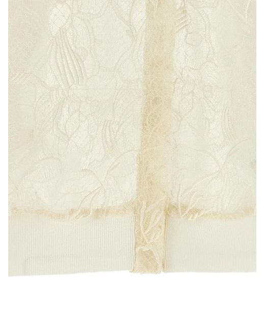 Fabiana Filippi White Lace-Detail Short-Sleeve Cardigan