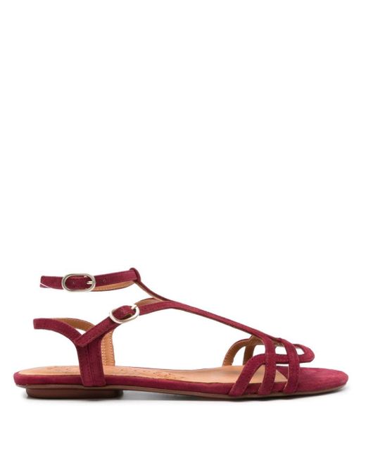 Chie Mihara Strappy Suede Sandals Red