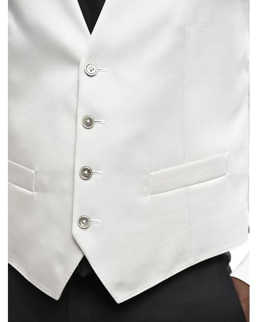 Corneliani White V-Neck Button-Up Waistcoat for men