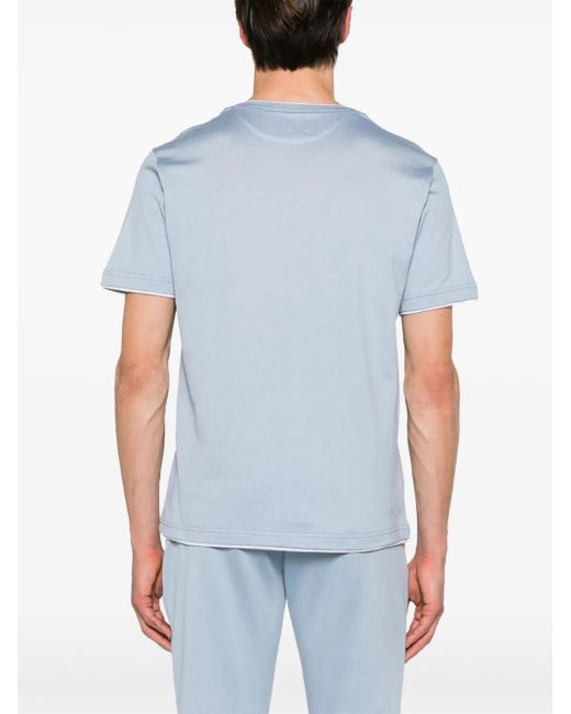 Eleventy Blue Layered Cotton T-Shirt for men