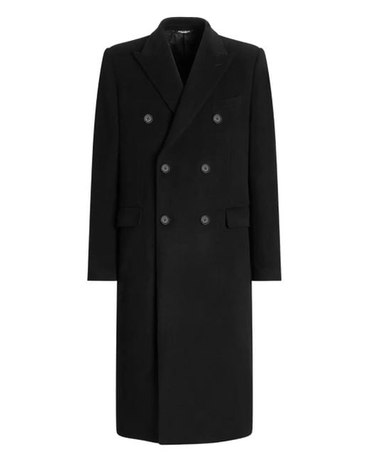 Dolce & Gabbana Black Double-Breasted Coat for men