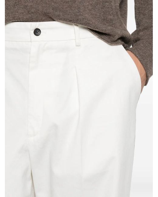 Second/Layer White Saico Pleated Trousers for men