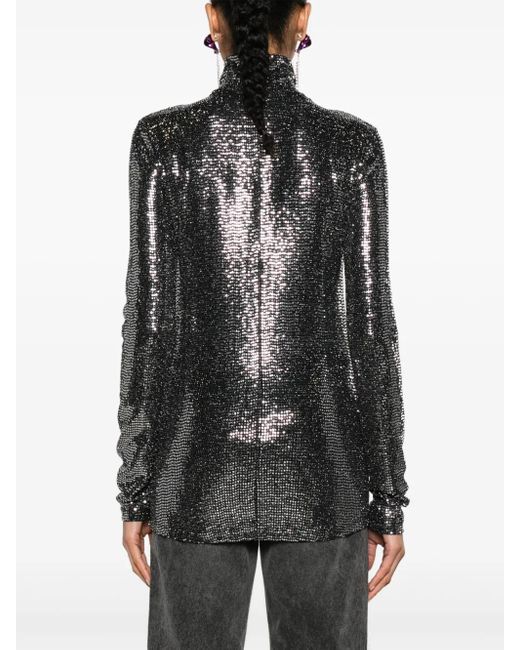 Isabel Marant Black Joyela Shiny High-Neck Top