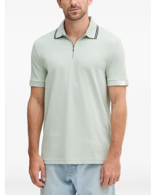 ARMANI EXCHANGE Green Zip-Fastening Tipped-Collar Polo Shirt for men