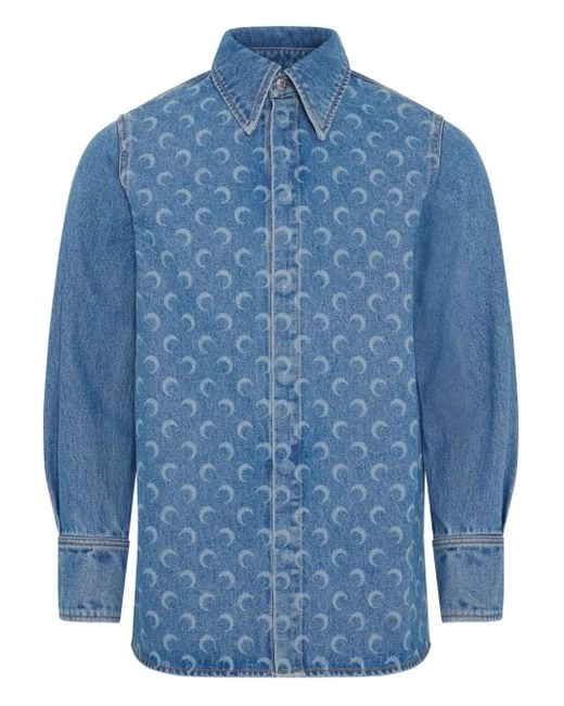 Camicia Denim Moon Laser di MARINE SERRE in Blue
