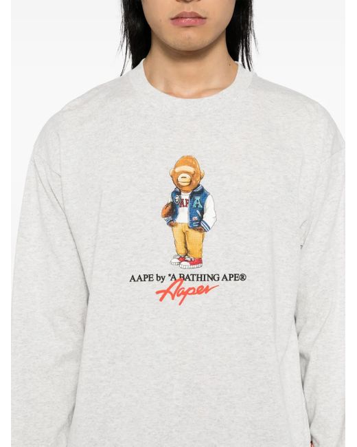 Aape By A Bathing Ape White Graphic-Print T-Shirt for men