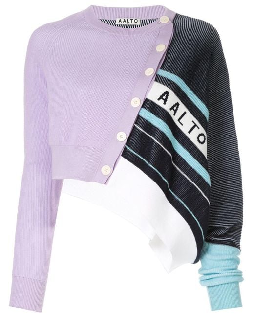 AALTO Purple Cropped Knit Sweater