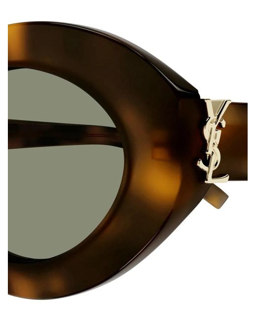 Saint Laurent Brown Oval-Frame Patterned Sunglasses