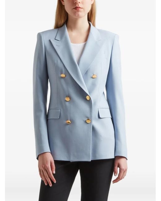 Tagliatore Blue Double-Breasted-Button Blazer