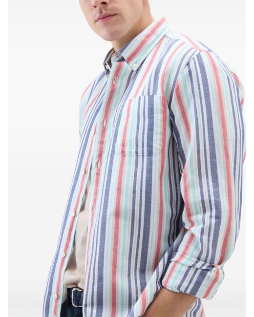 Chemise rayée en lin Woolrich pour homme en coloris White