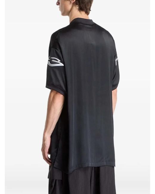 Y-3 Black Liquid Logo Satin T-Shirt for men