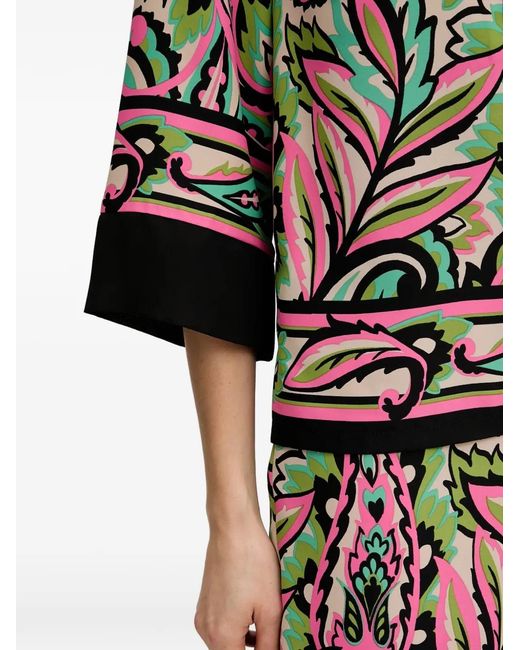 Joseph Ribkoff Red Patterned Three-Quarter-Sleeve Top