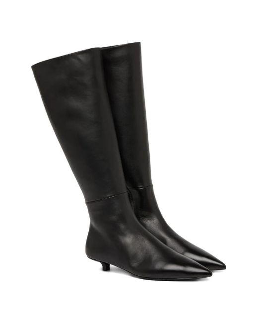 Marsèll Black Leather Pointed-Toe Knee-High Boots
