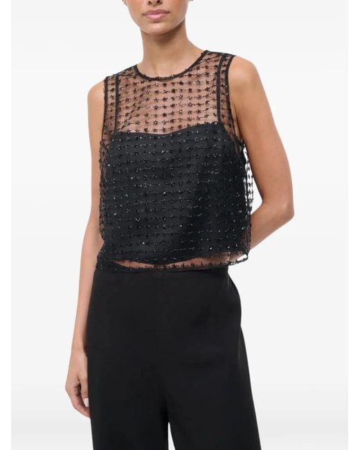 Staud Black Seraphina Star-Embellished Top