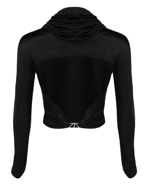 RTA Black Long-Sleeve Hooded Jersey Top