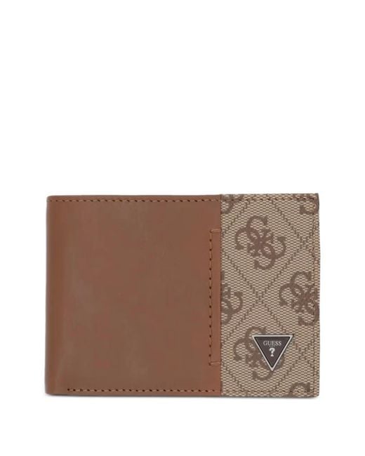 Guess Brown Milano Logo-Print Wallet for men