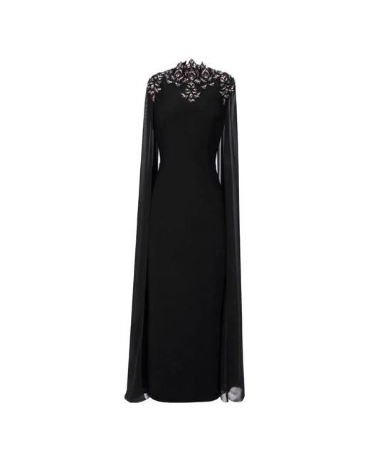 Gemy Maalouf Black Embellished High-Collar Midi Dress