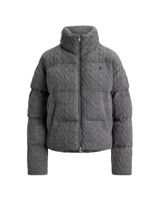Polo Ralph Lauren Gray Cable-Knit Quilted Jacket