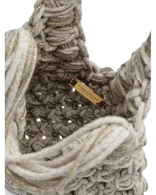 HIBOURAMA Gray Vannifique Crystal-Embellished Velvet Tote Bag