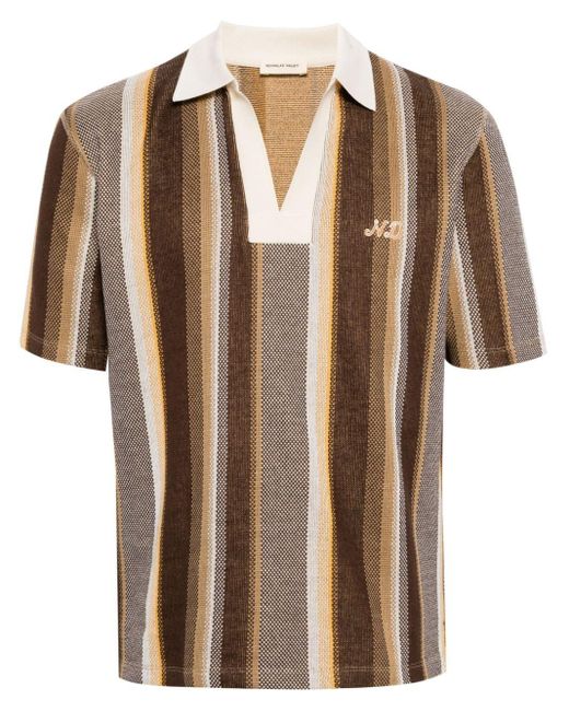 Nicholas Daley Brown Striped Cotton Polo Shirt for men