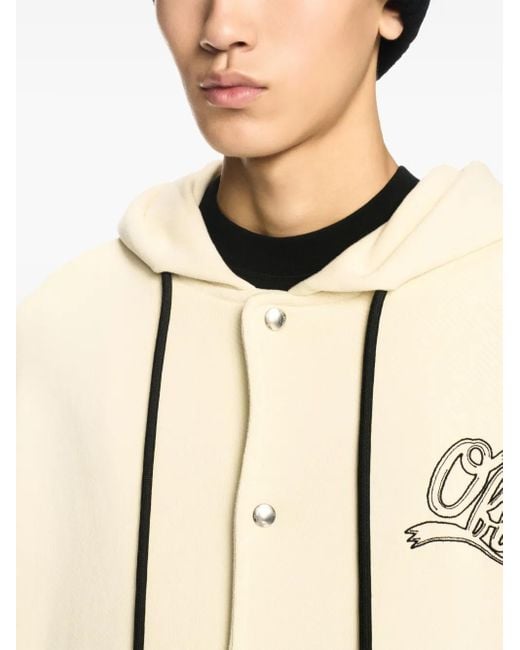 Off-White c/o Virgil Abloh 'Off Fleece' Varsity Hoodie in Natural für Herren