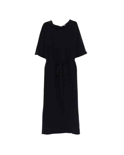 Aspesi Black Silk Crepe Tie Dress