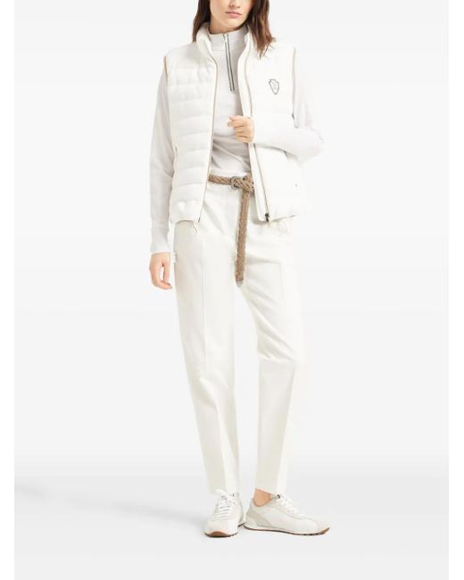 Brunello Cucinelli White Logo-Patch Jersey