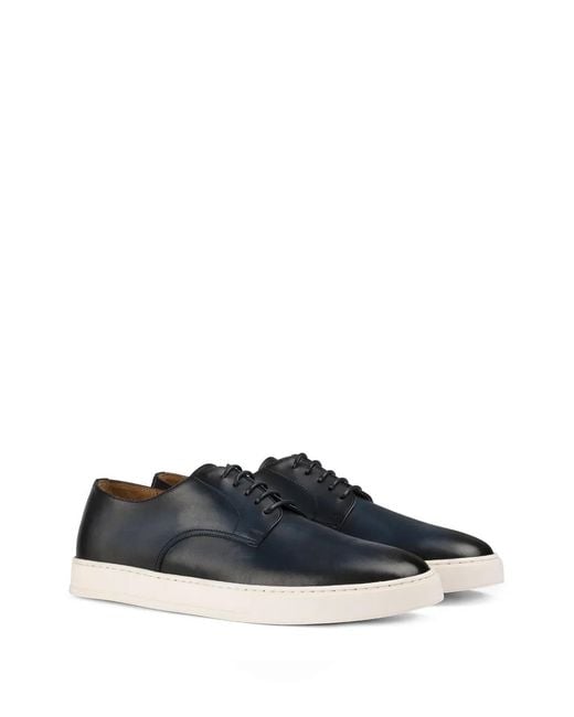 Doucal's Blue Baskets En Cuir À Logo Embossé for men