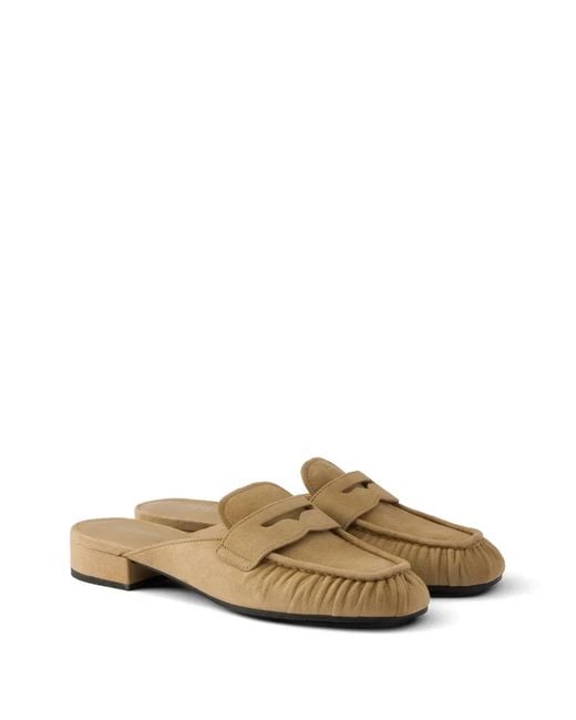 Prada Natural Suede Mules