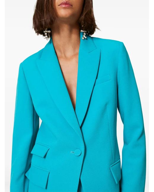 Twinset Blue Cady-Texture Blazer
