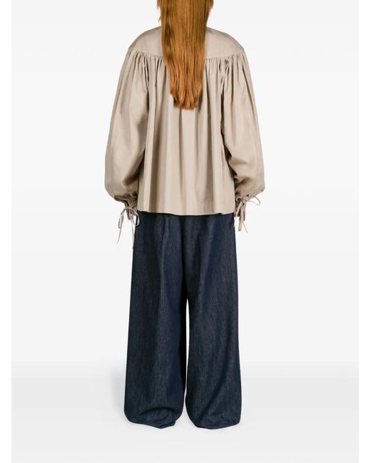 Dries Van Noten Natural Ruffled Cotton Blouse
