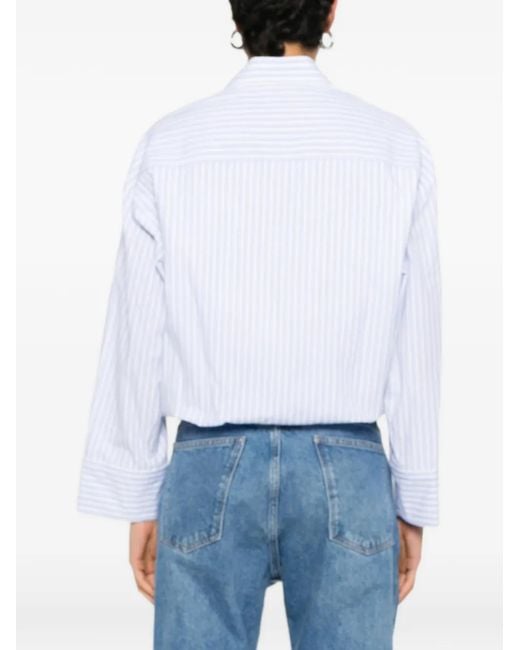Sandro White Strip-Pattern Shirt