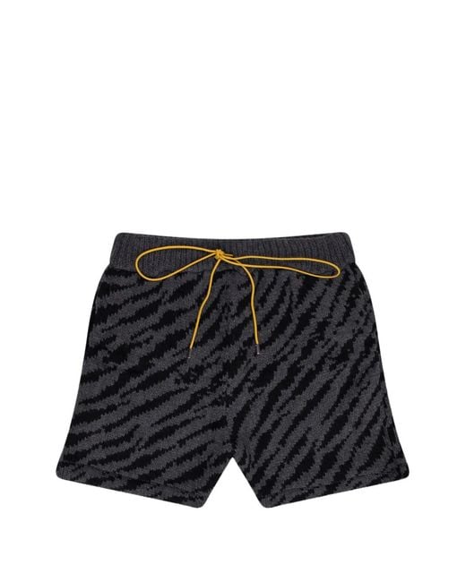 Rhude Black Zebra Knit Shorts for men