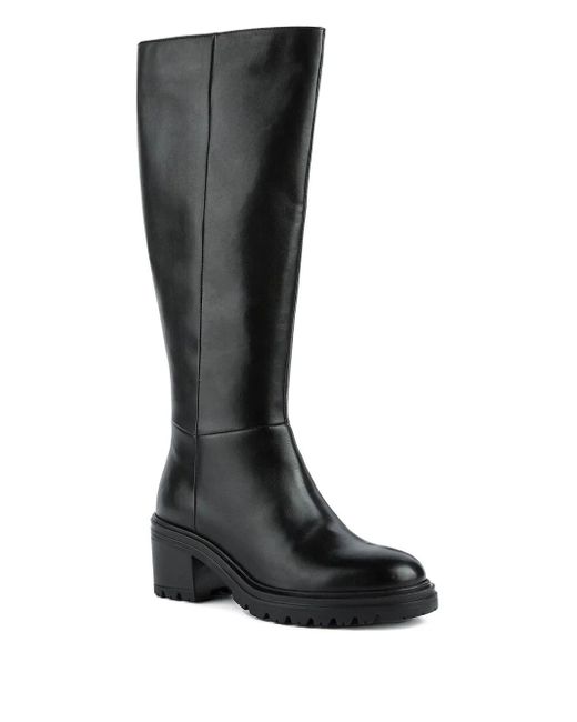 Geox Black Block-Heel Knee-High Boots