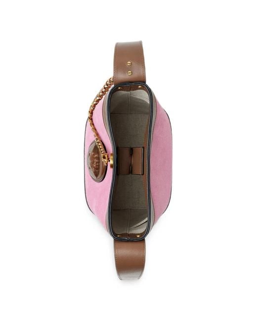 Versace Pink Pivot Mini Suede Bucket Bag