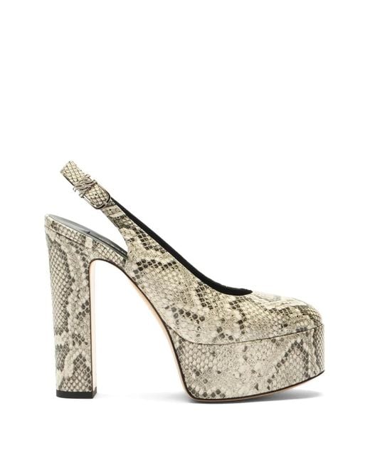 Casadei White Patty Python-Print Platform Pumps