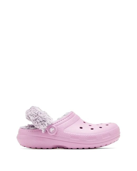 CROCSTM Pink Mules À Bords En Fourrure