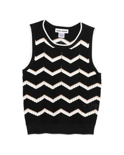 DKNY Black Haut En Maille Intarsia
