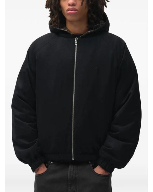 Arte' Black Check-Pattern Reversible Jacket for men