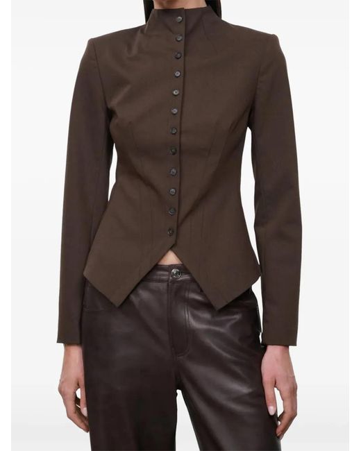 Staud Brown Adrian Button-Up Jacket