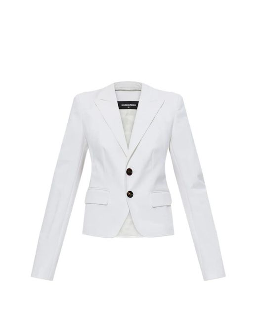 DSquared² White Single-Breasted Blazer